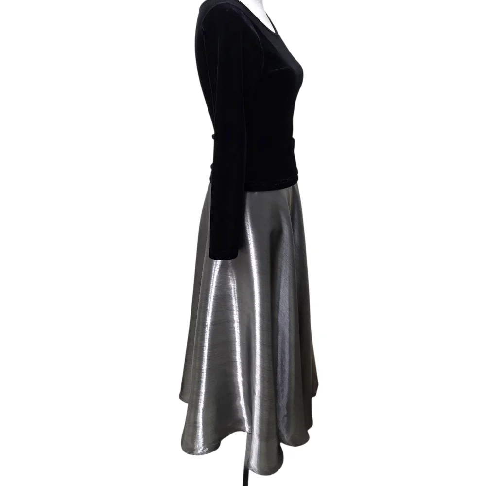 Elegant Black and Silver Dress with Scarf